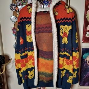 Hot Topic Disney Winnie the Pooh The Fair Isle Sherpa Girls Open Cardigan